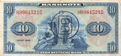 10 Mark 1948, B- Stempel, Ausgabe West Berlin,  Ro. 239a