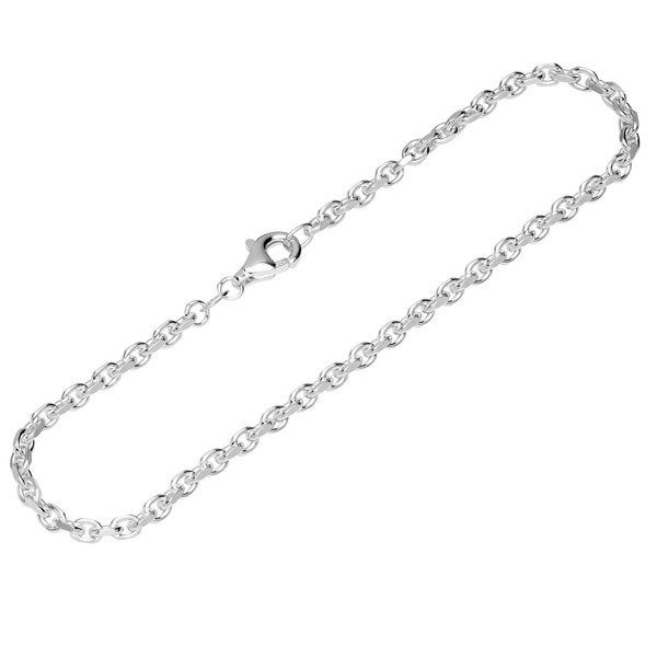 Armband 925 Sterling Silber 19Cm Ankerkette Seitlich Diamantiert Herren Armkette-image