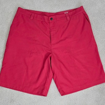 Adidas CLIMALITE Golf Shorts Men Sz 42 Raspberry Red Polyester Flat Front Casual