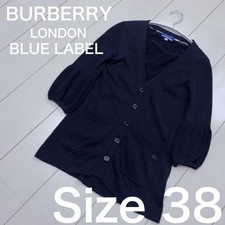 Burberry Blue Label Navy Horse Embroidery Long Cardigan Size 38 Used