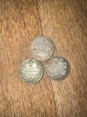 1917 m australia shilling vf xf george v sterling 925 silver 3 coins 1930/1914
