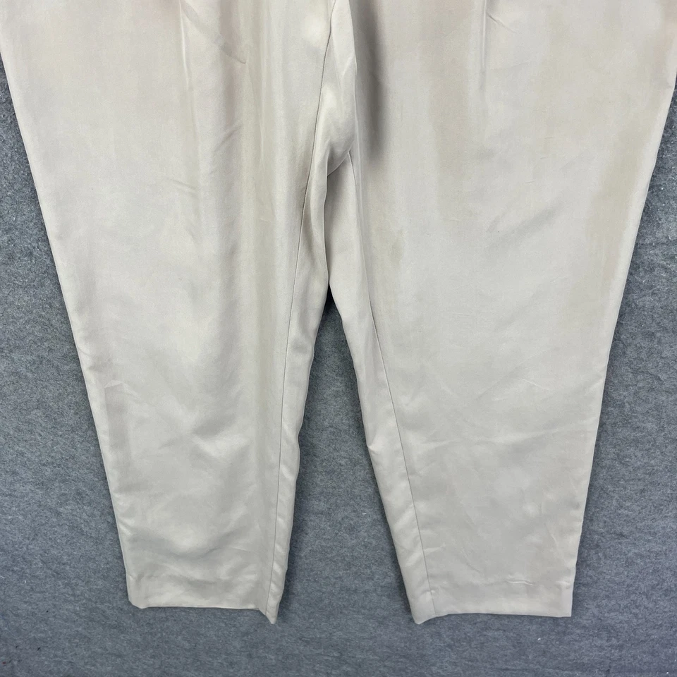 Calça Armani Feminina Reino Unido 12 Bege Emporio 100% Seda Calças Cônicas - Imagem 3 de 4