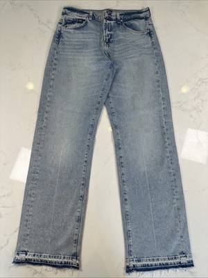  7 For All Mankind Women s 29 Tess Trouser Wide Leg Raw Hem Jeans