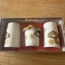 Vintage Retro 1970s Royal Worcester Palissy Kalabar Salt & Pepper Mustard Cruet