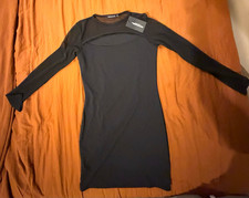 PrettyLittleThing Black Mesh Cut Out Bodycon Dress