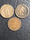 Lot of Three Key Date Indian Head Pennies, 1859, 1863, & 1879