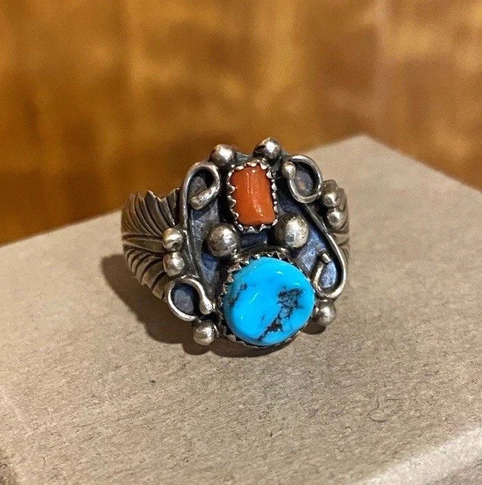 ターコイズ スクエア シルバーリング RB STERLING ９号 25+ Rb Sterling In Us Native American Jewelry 1935-Now for sale