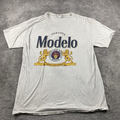 Modelo Mexican Beer Shirt Mens Large White Short Sleeve