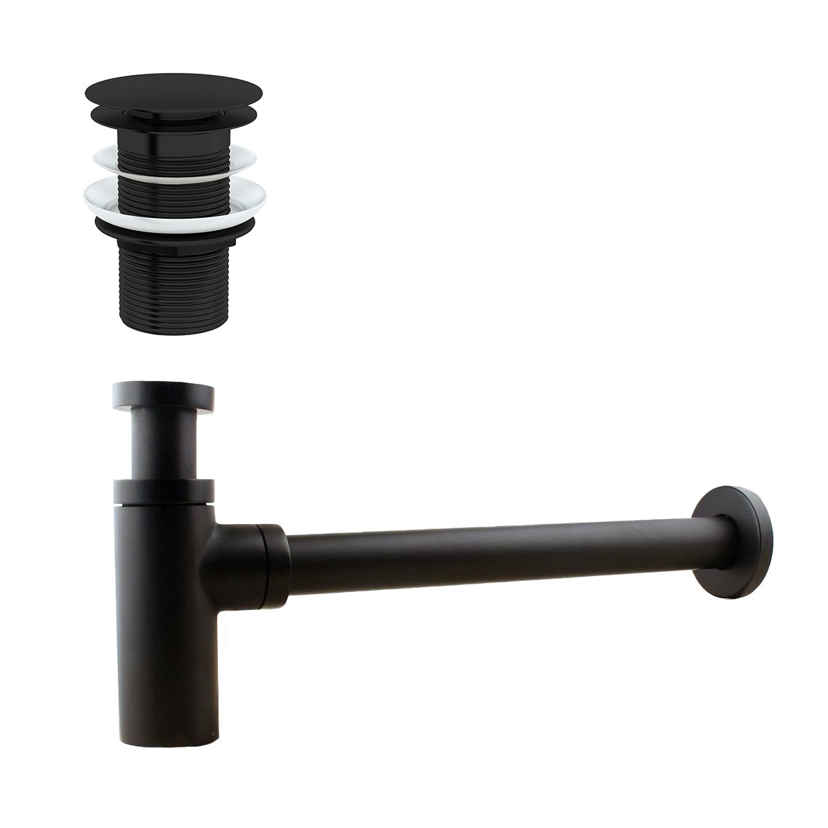 B&Q -  Universal Bathroom Basin Bottle Trap & Unslotted Waste Matte Black - Image 2