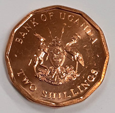 1987 Uganda 2 Shillings 12 Sided Coin-KM#28  Roll of 20 BU Coins in Wrapper