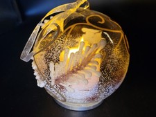 Luxury Lite LED Glass Ornament Flickering Flame Ganz Pine Snow Timer In Box