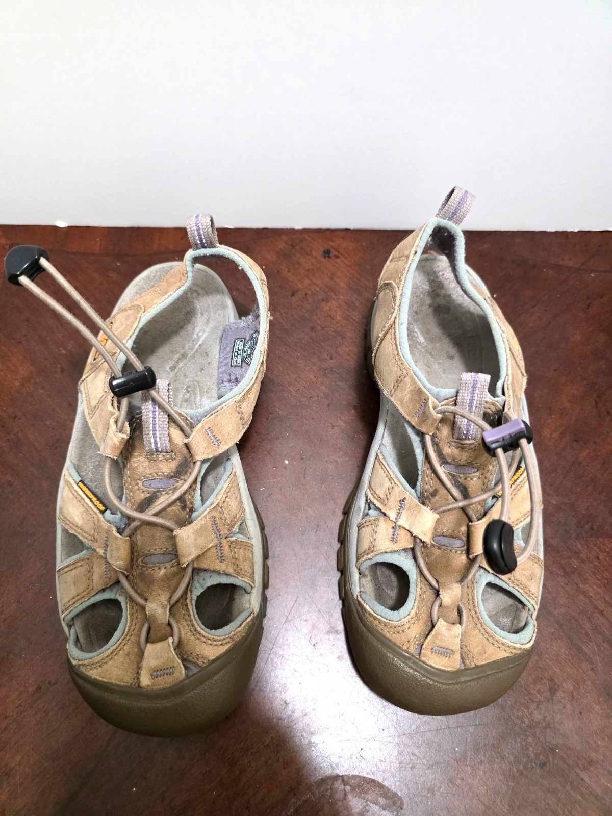 Sandali da trekking Keen donna pelle pescatore marrone impermeabili panino regolabile