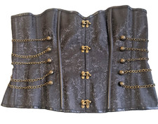 Charmian Women  s Steampunk Gothic Corset 6XL Steel Boned Black Leather