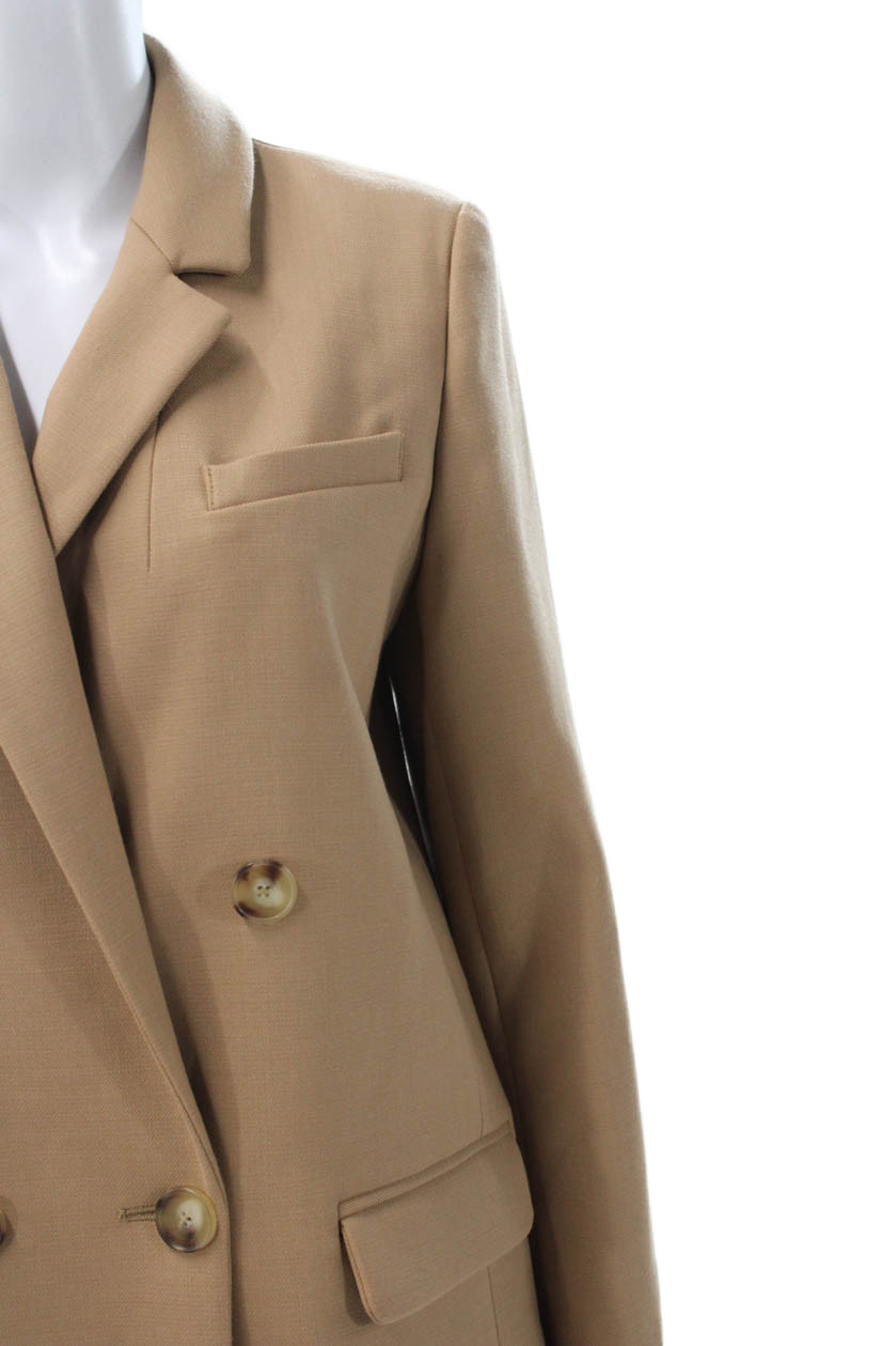 Sezane Women Beige Basic Jacket Button Solid Poly… - image 2