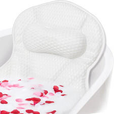 Bath Pillow for Tub with Support, 5D Air Mesh, Six Suction Cups, Washable Spa