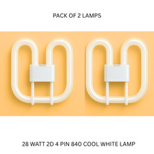 Image of 2 X 2D 4 PIN 28W COMPACT FLUORESCENT LAMP BULB CFL 2050 LUMEN COOL WHITE 4000K