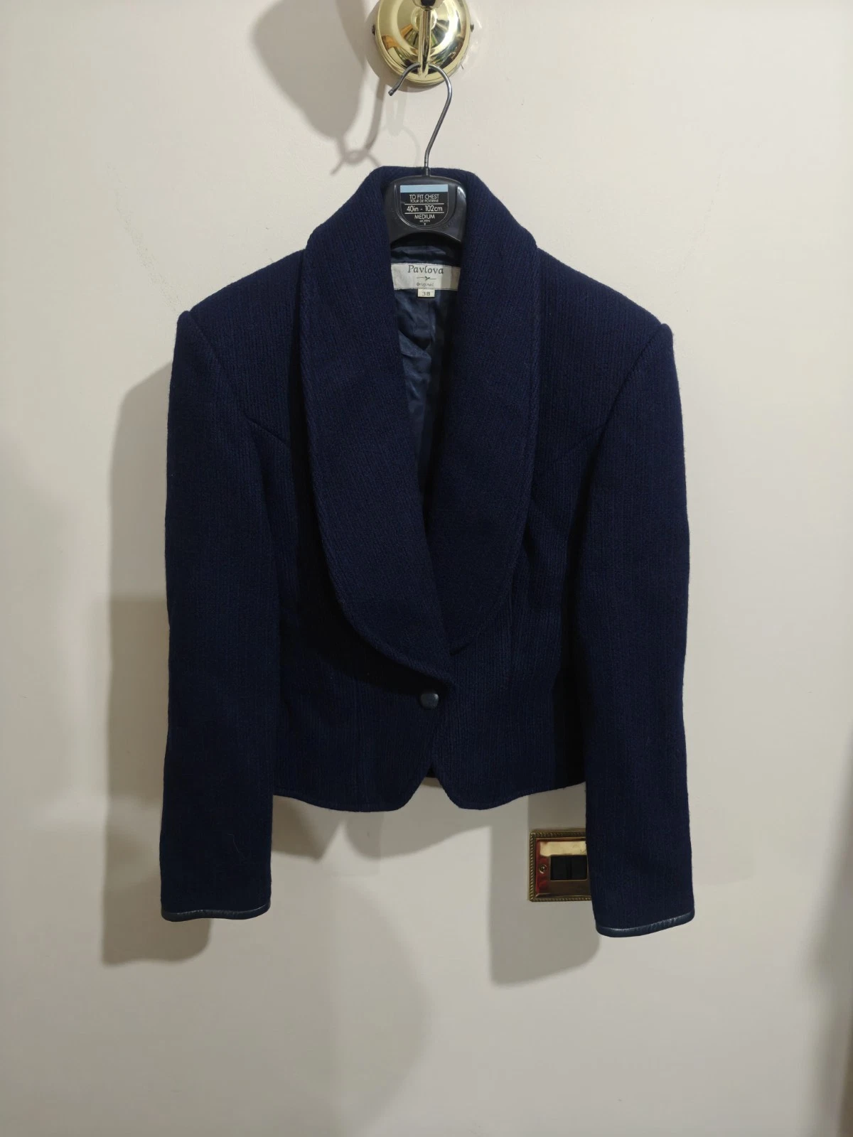 Vintage Pavlova Original Womens Cropped Wool Blazer Blue Size UK 12 38" Chest