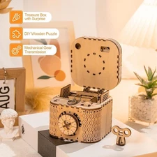ROKR Password Box Model Kits 3D Wooden Puzzle DIY Brain Teaser Project Xmas Gift