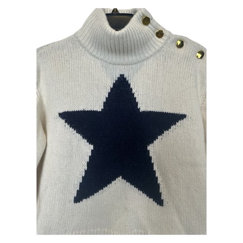 KATE SPADE Sweater Broome Street Womens Medium White STAR Mock Neck Cozy Chunky - Picture 12 of 18