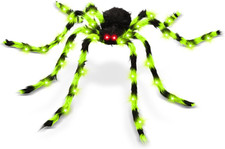 59" Giant Halloween Light up Spider, Green Glowing Hairy Spider