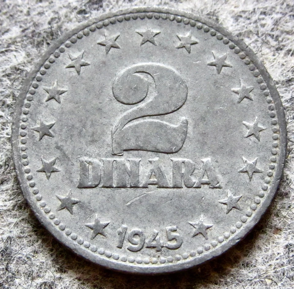 YUGOSLAVIA Federation 1945 2 DINARA POST-WWII ZINC one year type km# 27 - Image 3 of 4