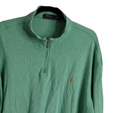 Polo Ralph Lauren Men's Sweater Quarter Zip Pullover Green LS XXL Soft Pony Logo