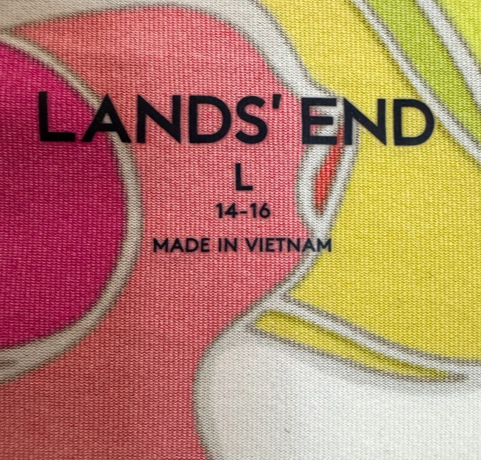 Protector contra erupciones Lands End para mujer rojo rosa floral manga larga elástico piscina playa talla L Foto 3 de 4