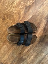 Birkenstock Arizona Women's Big Buckle Oiled Leather Slides - Black, US 8-8.5