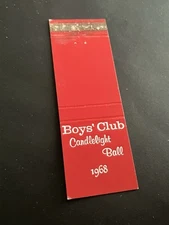Vintage New Jersey Matchbook “Boys Club Candlelight Ball 1968” Trenton
