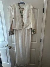 Mother of the bride cream formal dress for women size 14