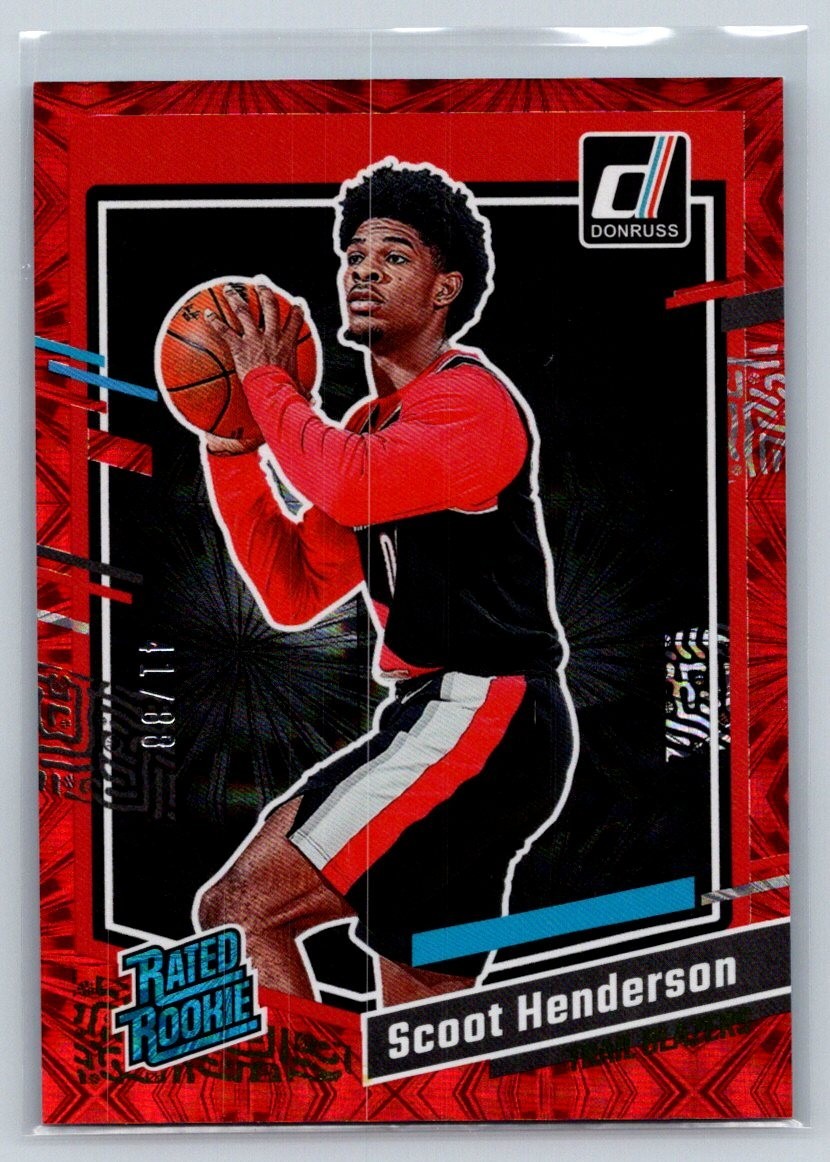 2023-24 Donruss - Rated Rookie Scoot Henderson #250 Red Fireworks /88 (RC)
