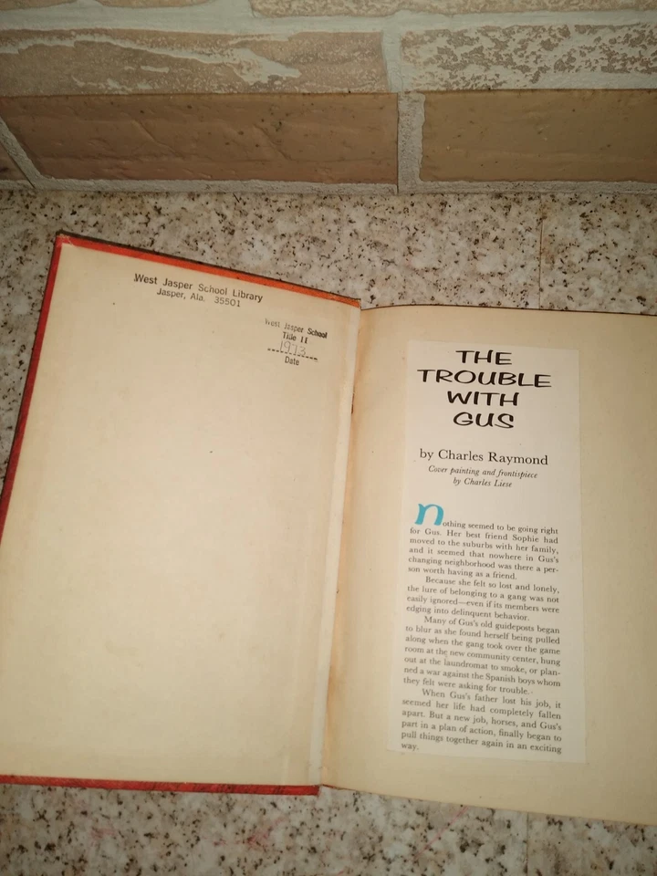 Vtg The Trouble With Gus Charles Raymond Hardcover Book RARE HTF School library  - Image 4 of 4