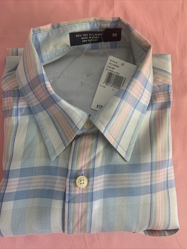 Johnnie Walker Men’s Plaid Silk And Cotton Button Up Front Size Medium Vintage - Picture 9 of 10
