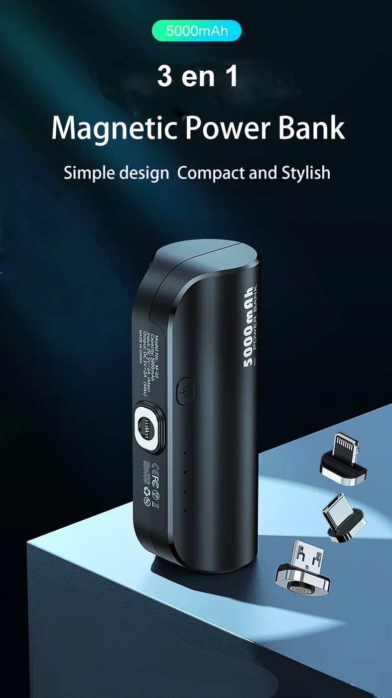 Mini batterie externe 5000mAh chargeur rapide portable pour smartphone et tablette