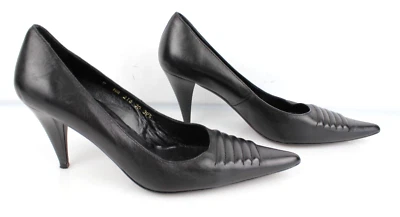 Escarpins pointus tout cuir noir PACO HERRERO T 39,5 Très bon état - Photo 1/4