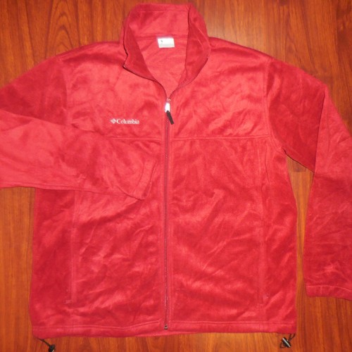COLUMBIA Mens Fleece Jacket Sweatshirt Full Zipper Front Maroon-Red Sz XXL 2XL - Picture 3 of 11