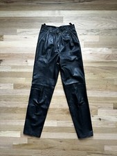Vintage 80s Julian K Leather Trousers Pleated Tapered Size 4 / 25