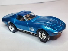 72 CORVETTE BLUE T-Jet HO Slot Car,ULTRA G.CHROME CRAIG RIMS, LETTERED TIRES