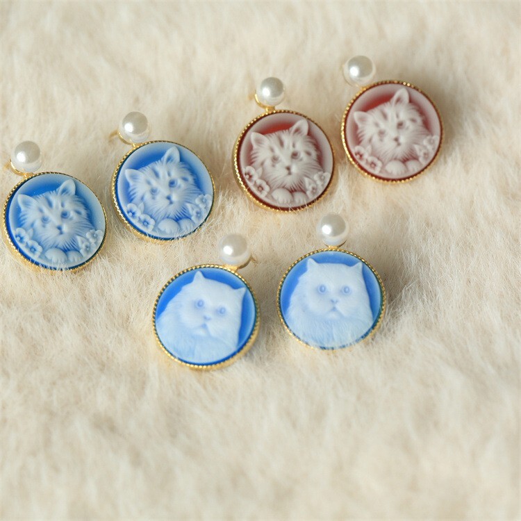 Orecchini Gatto Con Perla - Argento 925 Regalo Donna Con Scatola