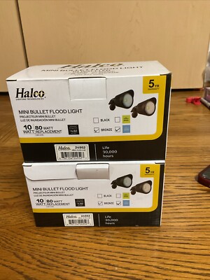*NEW* Lot Of 2 Halco Mini Bullet Flood Lights 10 Watt (80W Replace) 5000K Bronze