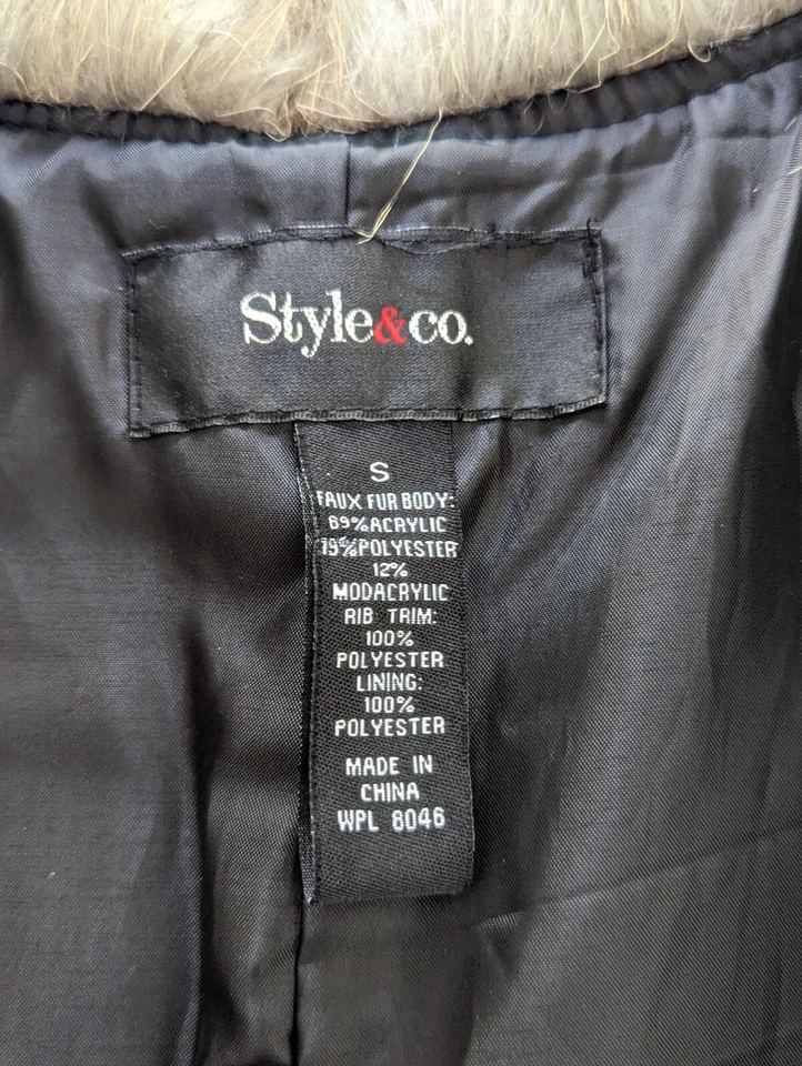 Mujer Style&Co. Chaleco de piel sintética oscura - Talla: S (¡festivales al aire libre, hombre ardiente!) Foto 4 de 4