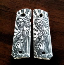 1911 full size custom engraved ivory scrimshaw grips San Judas Saint Jude