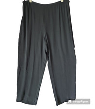 CITRON Santa Monica Womens Black Elastic Waist Silk Trouser Pant Size XL VC01