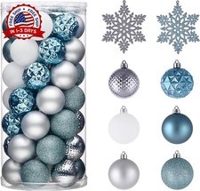 50 Adornos Bolas Navidenos Decoracion De Navidad Azul Para El Arbolito Set NUEVO