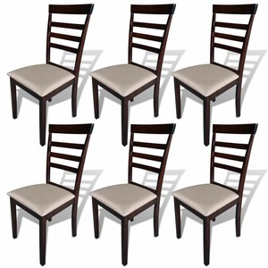 Idaxl Chaise Salle A Manger 6 Pcs Bois Massif Marron Crem Ebay