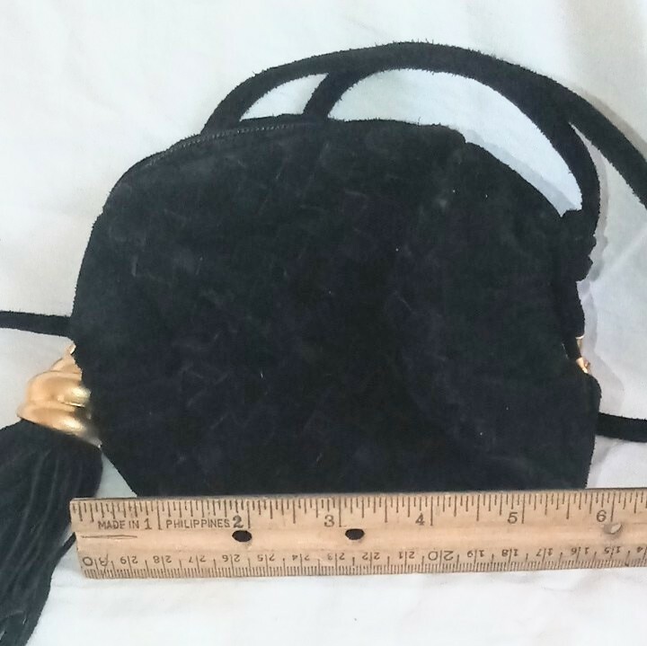 Jay Herbert Purse Crossbody Pouch Weaved Black Suede … Gem