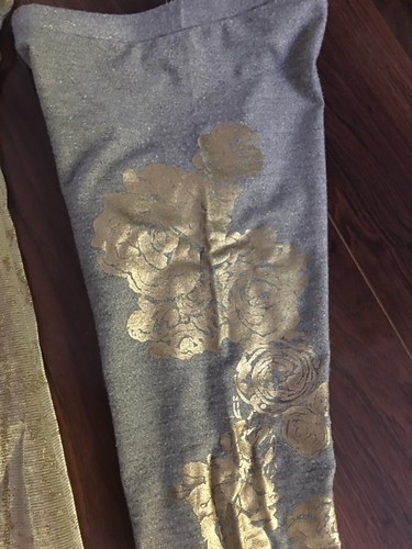 Joyfolie Gold Hi-Low Beatrix Dress & Gold Foil Floral Leggings Set Size 7 EUC - Picture 7 of 12