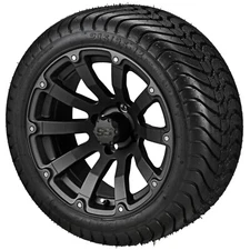 (4) Golf Cart 215/35-12 LSI Elite Low Pro Tires on 12x7 Matte Black Beast Wheels