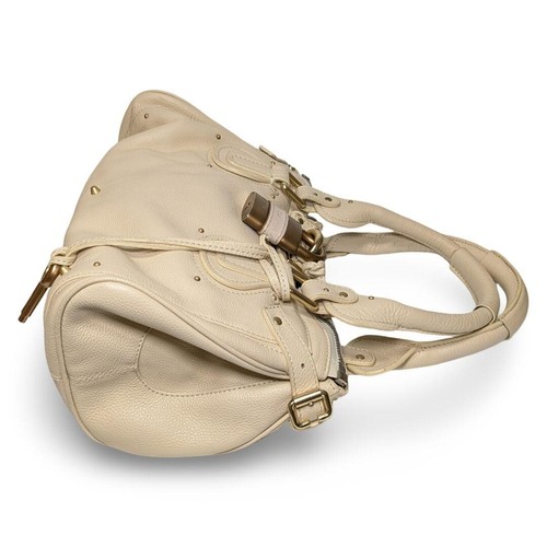Bolso de Mano Chloe Paddington Bolso de Hombro Blanco Crema Candado Cuero Auténtico Japón - Imagen 6 de 11