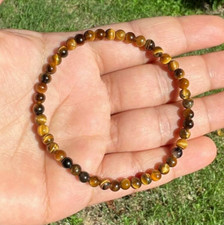 4mm Tiger's Eye Gemstone Beaded Healing Reiki Protection Men Women Bracelet Gift